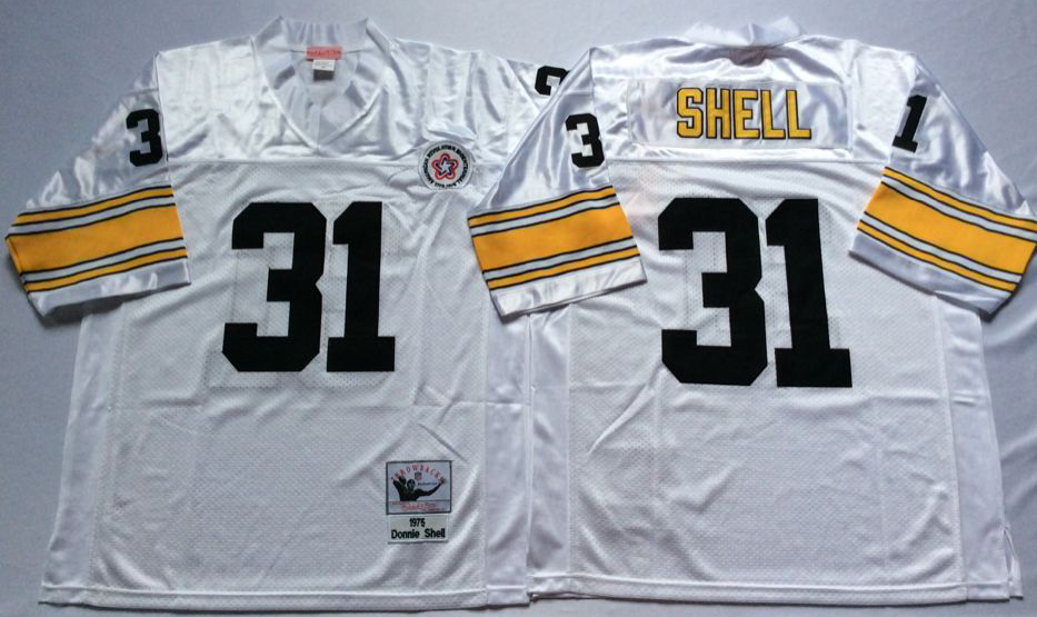 Men NFL Pittsburgh Steelers #31 Shell white Mitchell Ness jerseys